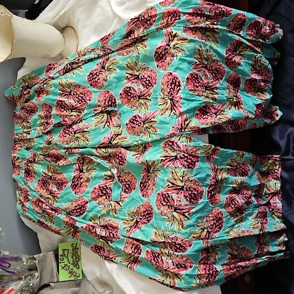 All For Color Pineapple Print Pants - Pink and Teal